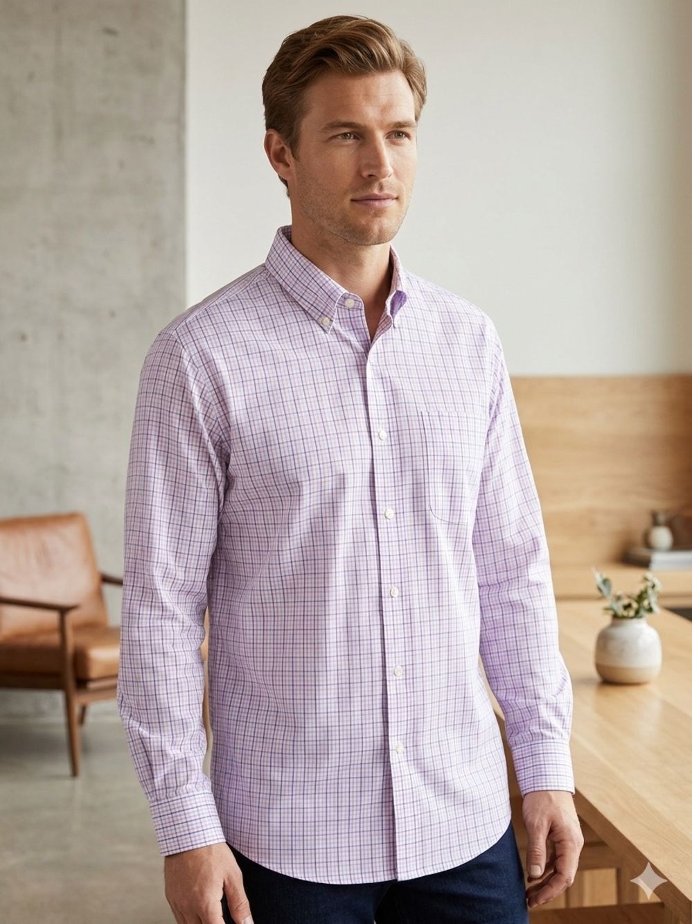Take 50% OFF- Bespoke Men's Classic Button-Down Plaid Shirt - Size-XL